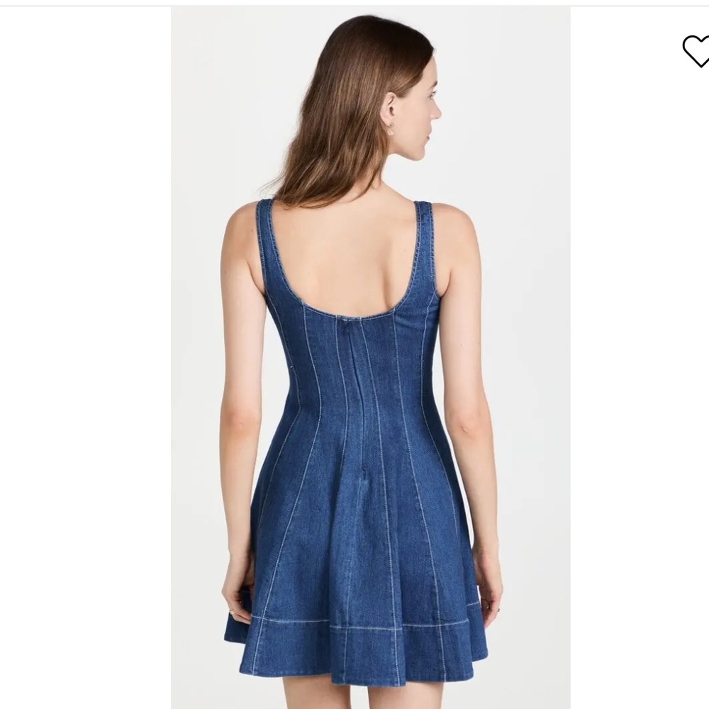 STAUD Wells Mini Dress Denim Fit And Flare 12 - Picture 4 of 13
